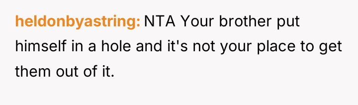heldonbyastring NTA Your brother put himself in a hole and...