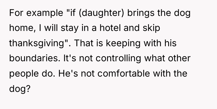 For example "if (daughter) brings the dog home, I will...