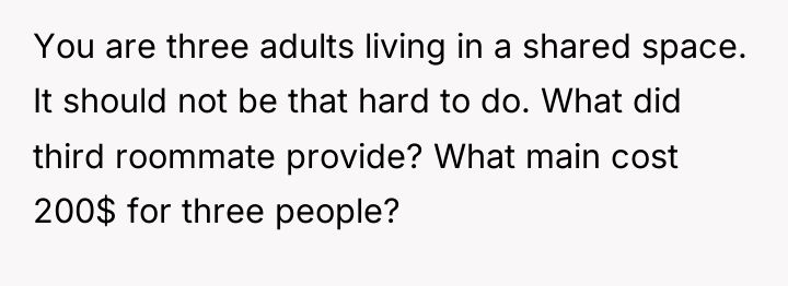 You are three adults living in a shared space. It...