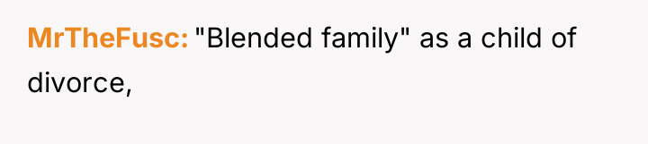 MrTheFusc "Blended family" as a child of divorce,