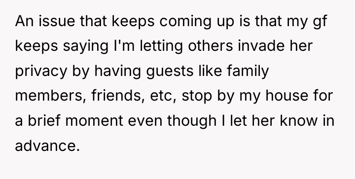 An issue that keeps coming up is that my gf...