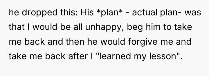 he dropped this: His *plan* - actual plan- was that...