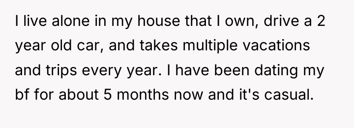I live alone in my house that I own, drive...