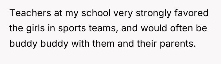 Teachers at my school very strongly favored the girls in...