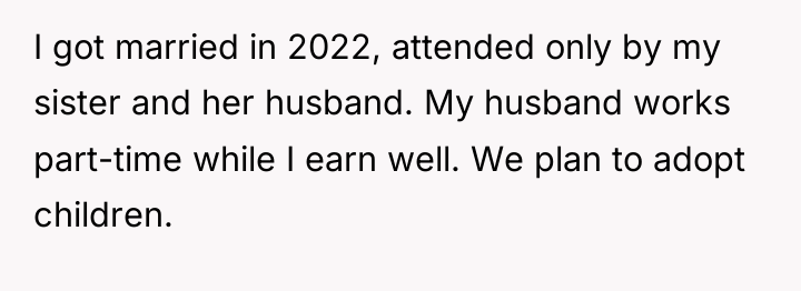 I got married in 2022, attended only by my sister...