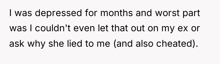 I was depressed for months and worst part was I...