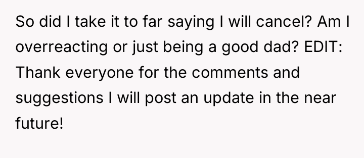 So did I take it to far saying I will...