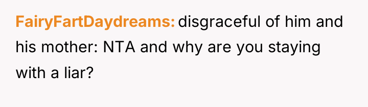 FairyFartDaydreams disgraceful of him and his mother: NTA and why...