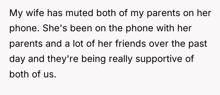 My wife has muted both of my parents on her...