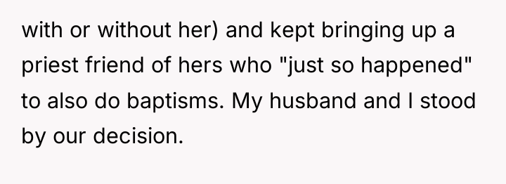 with or without her) and kept bringing up a priest...