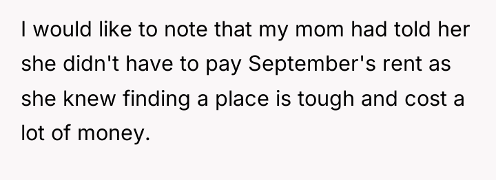 I would like to note that my mom had told...
