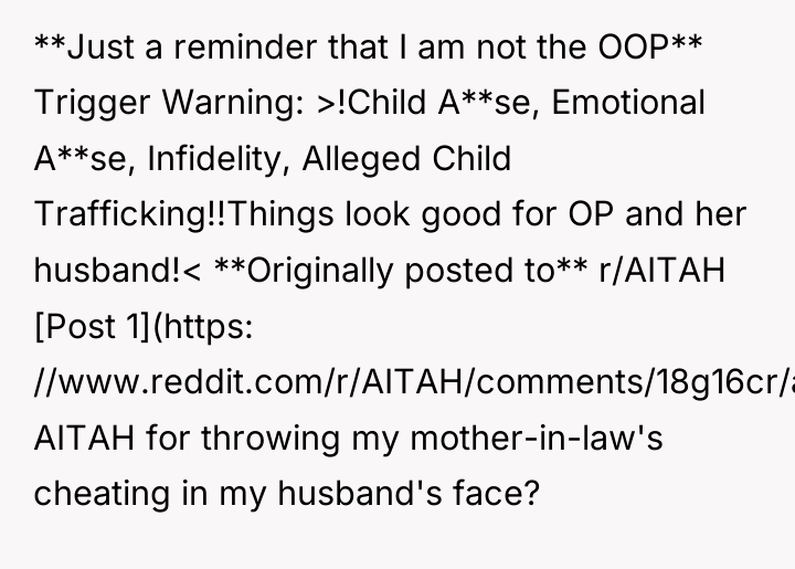 **Just a reminder that I am not the OOP** Trigger...