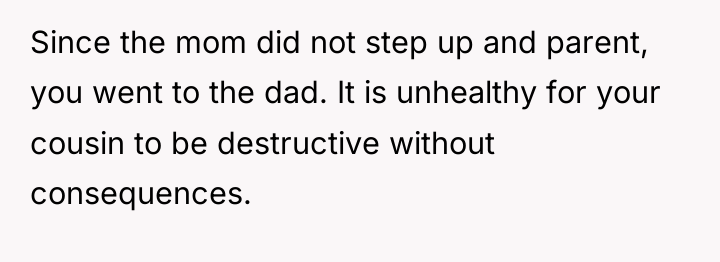 Since the mom did not step up and parent, you...