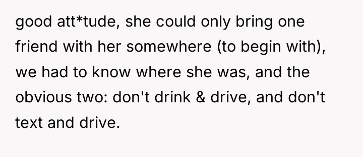 good att*tude, she could only bring one friend with her...
