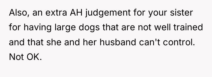 Also, an extra AH judgement for your sister for having...
