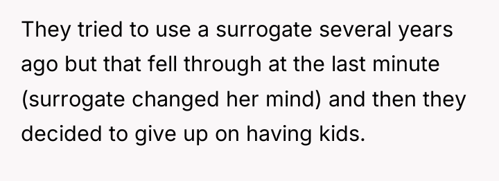 They tried to use a surrogate several years ago but...