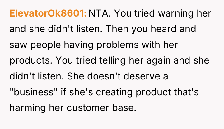 ElevatorOk8601 NTA. You tried warning her and she didn't listen....