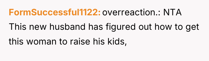 FormSuccessful1122 overreaction.: NTA This new husband has figured out how...