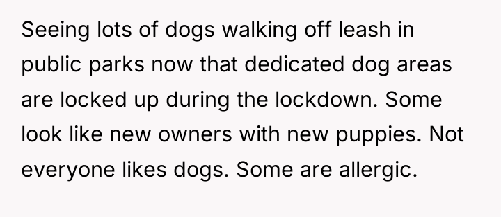 Seeing lots of dogs walking off leash in public parks...