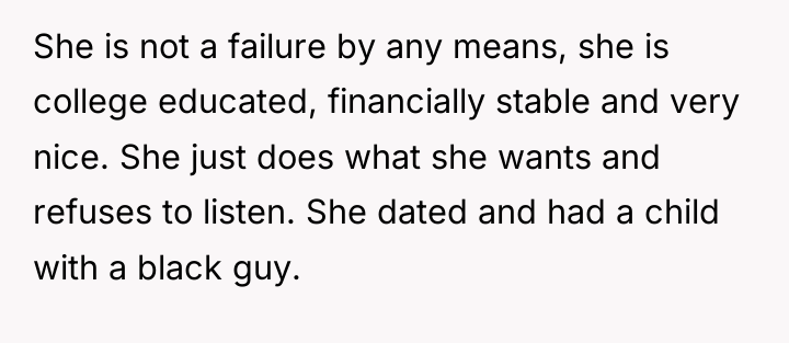 She is not a failure by any means, she is...