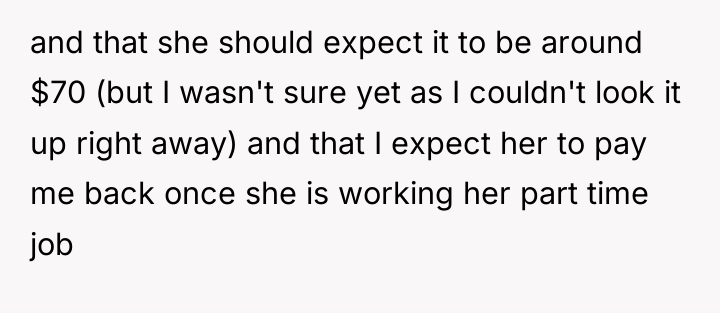 and that she should expect it to be around $70...