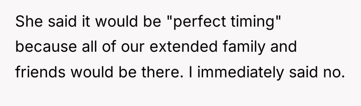 She said it would be "perfect timing" because all of...