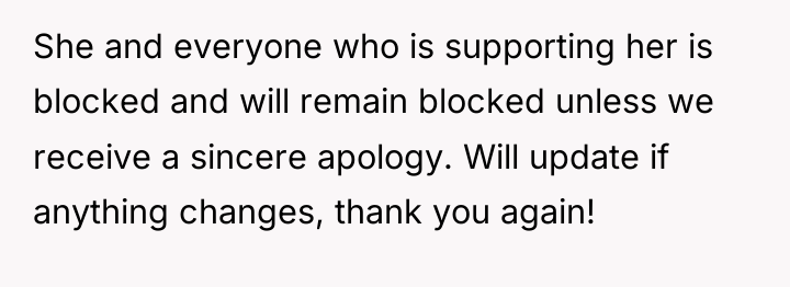 She and everyone who is supporting her is blocked and...