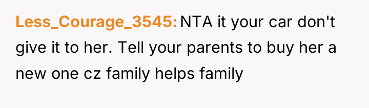 Less_Courage_3545 NTA it your car don't give it to her....