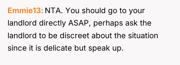 Emmie13 NTA. You should go to your landlord directly ASAP,...