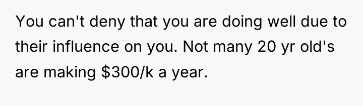 You can't deny that you are doing well due to...