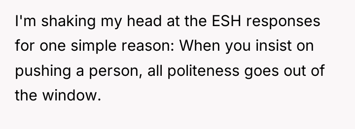 I'm shaking my head at the ESH responses for one...