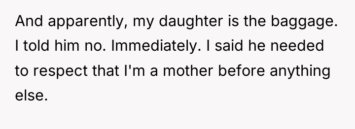 And apparently, my daughter is the baggage. I told him...