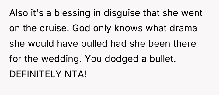 Also it's a blessing in disguise that she went on...
