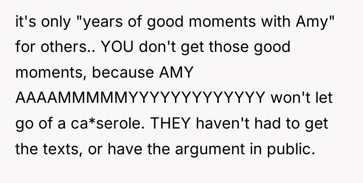 it's only "years of good moments with Amy" for others.....