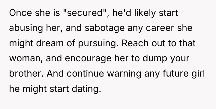 Once she is "secured", he'd likely start abusing her, and...