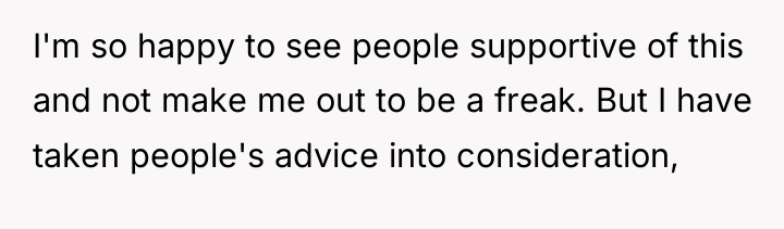 I'm so happy to see people supportive of this and...
