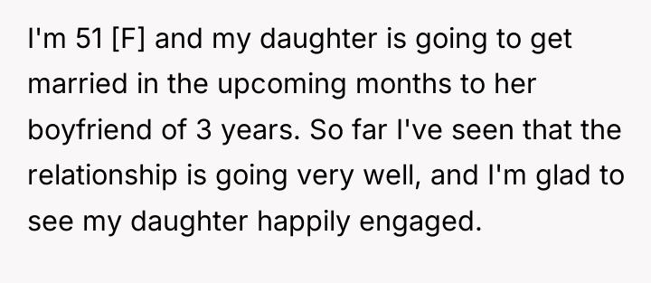 I'm 51 [F] and my daughter is going to get...