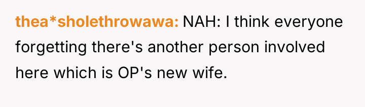 thea*sholethrowawa NAH: I think everyone forgetting there's another person involved...