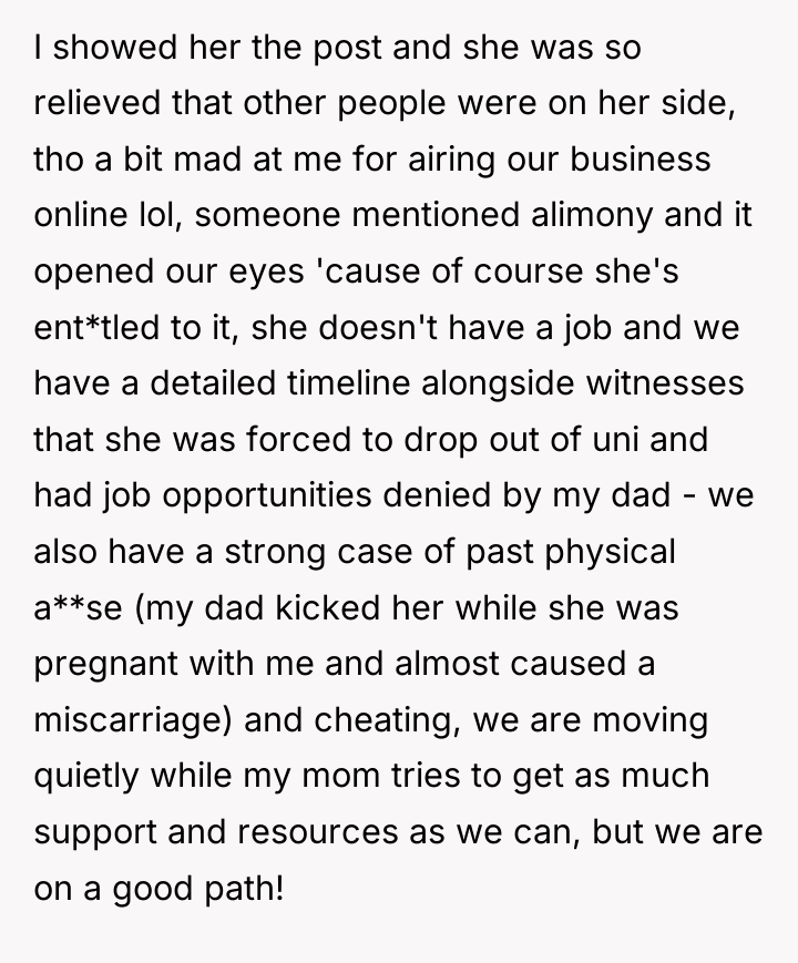 I showed her the post and she was so relieved...