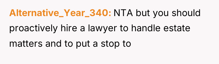 Alternative_Year_340 NTA but you should proactively hire a lawyer to...