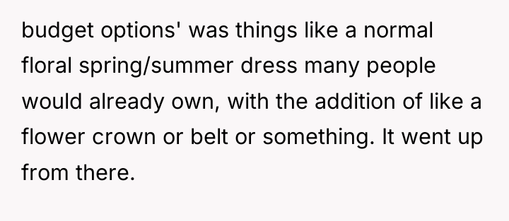 budget options' was things like a normal floral spring/summer dress...