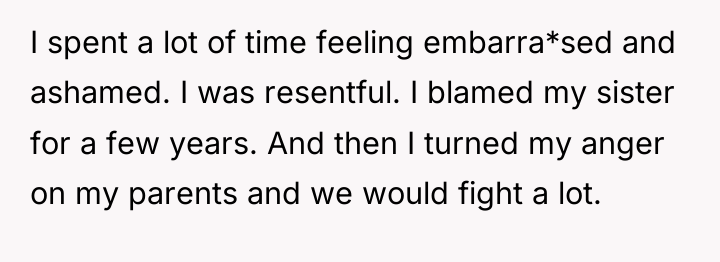 I spent a lot of time feeling embarra*sed and ashamed....