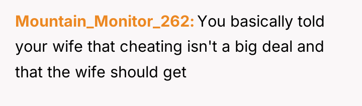 Mountain_Monitor_262 You basically told your wife that cheating isn't a...