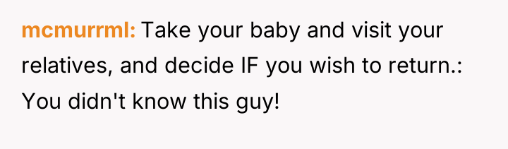 mcmurrml Take your baby and visit your relatives, and decide...