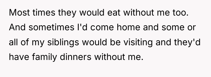 Most times they would eat without me too. And sometimes...