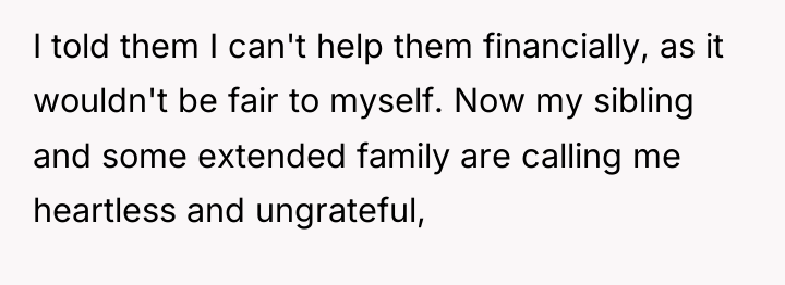 I told them I can't help them financially, as it...