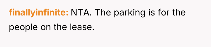 finallyinfinite NTA. The parking is for the people on the...