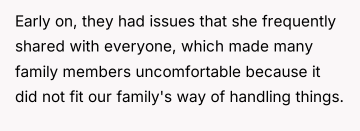 Early on, they had issues that she frequently shared with...