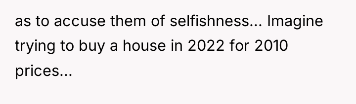 as to accuse them of selfishness... Imagine trying to buy...