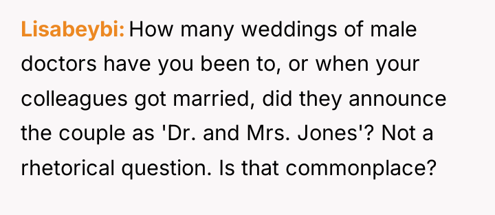 Lisabeybi How many weddings of male doctors have you been...